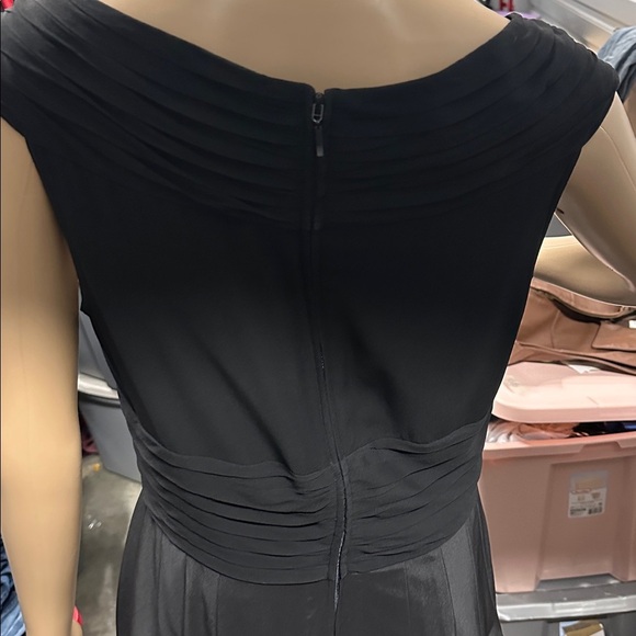 Adrianna Papell Black Asymmetrical Pleated Midi Dress - Picture 5 of 10